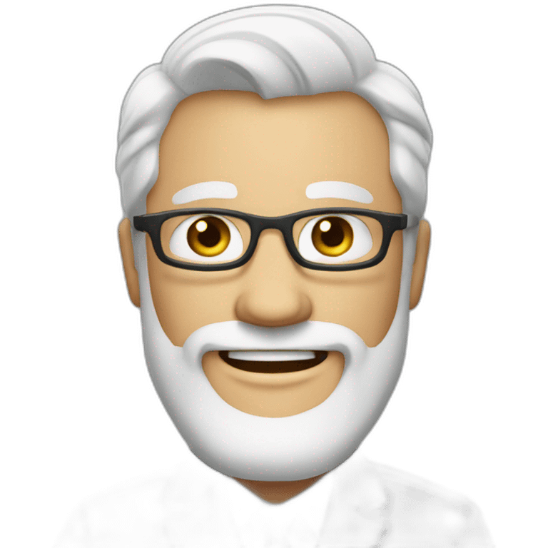 Create an emoji of a man smiling, business dressed, with white hair and with a short but neat white beard emoji