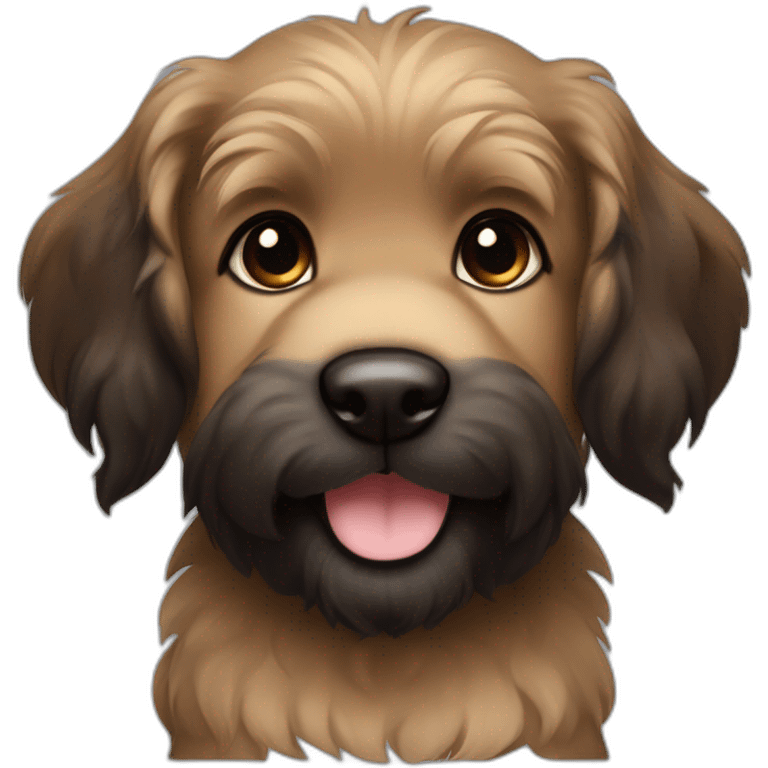 bouvier fawn brown and black puppy face very long hair smiling dark ears emoji