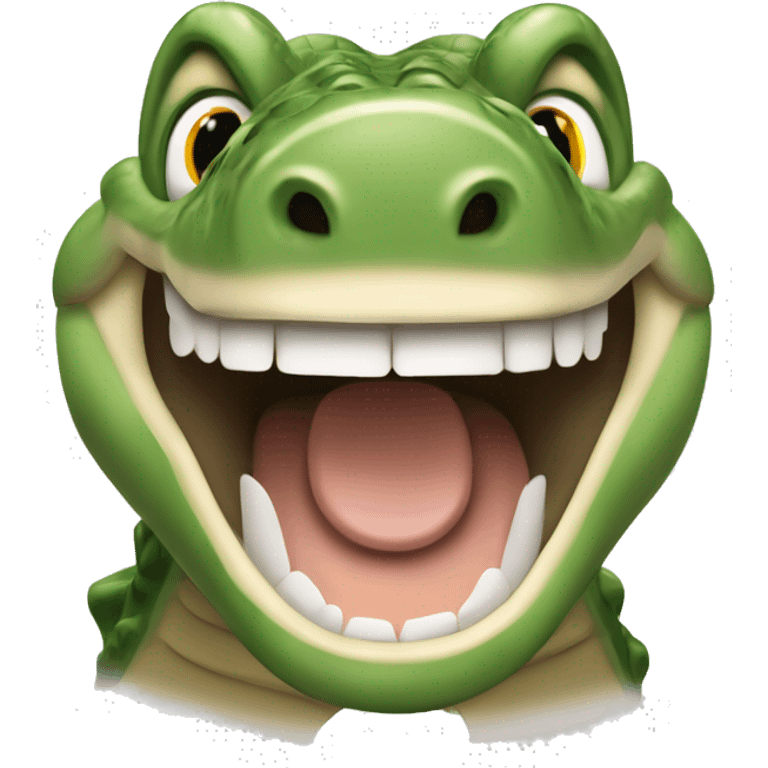 happy exited Steve Irwin boxing on a crocodile emoji