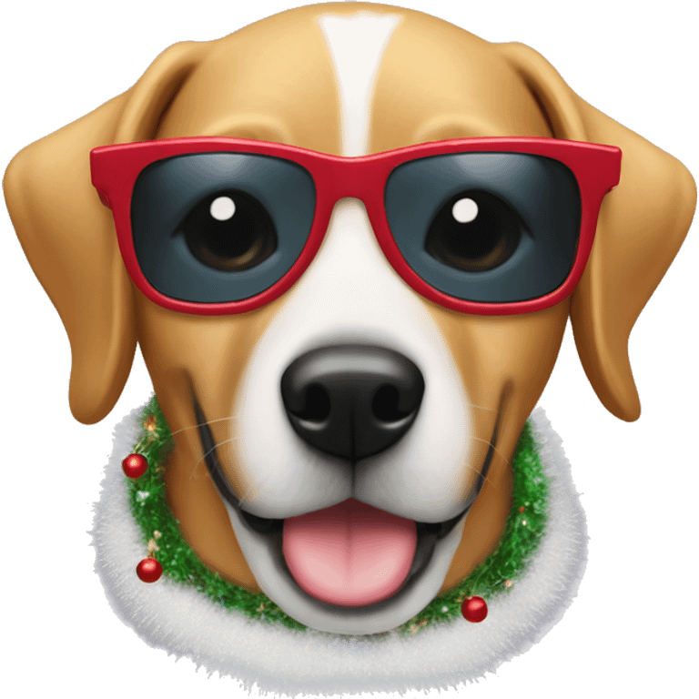 Dog with crismas sunglasses    emoji