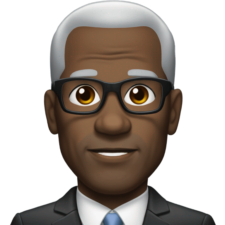 old deon sanders with small round face and suit and glasses and buzz cut and small black eyes and small gray bearded and small black eyes and wrinkled forehead emoji