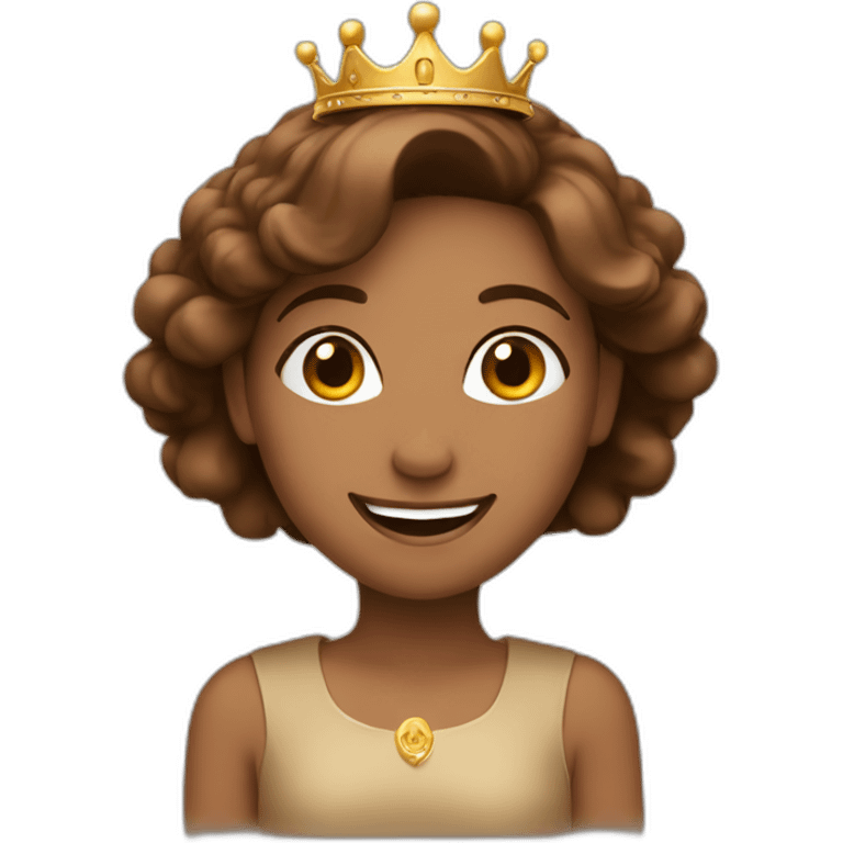 happy girl in brown with crown  emoji