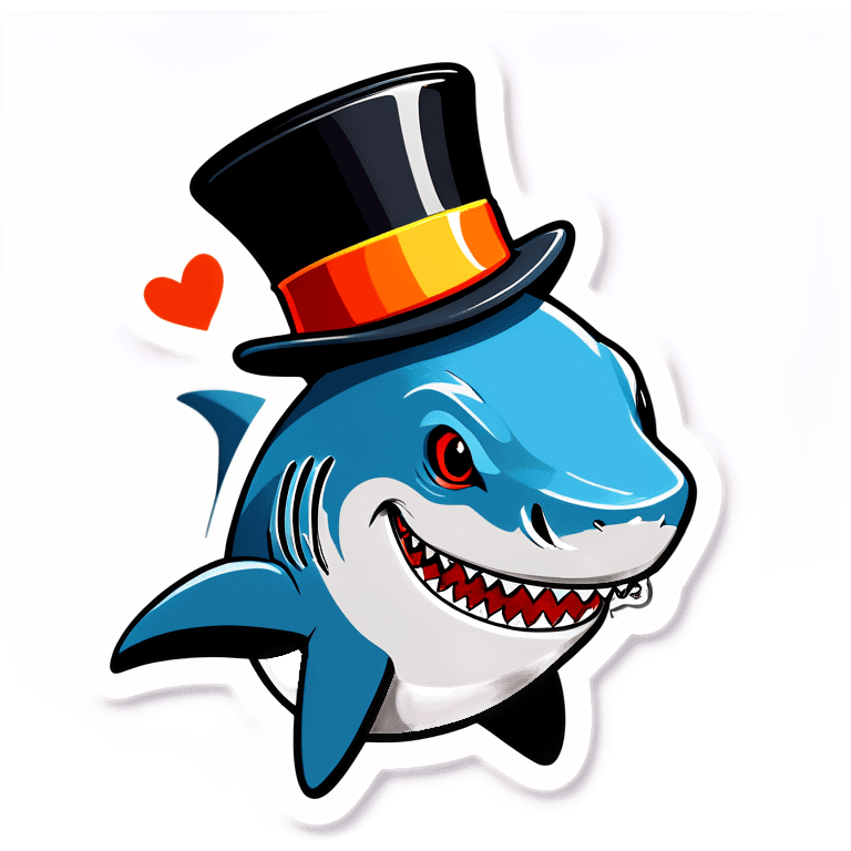 Shark with a top hat emoji