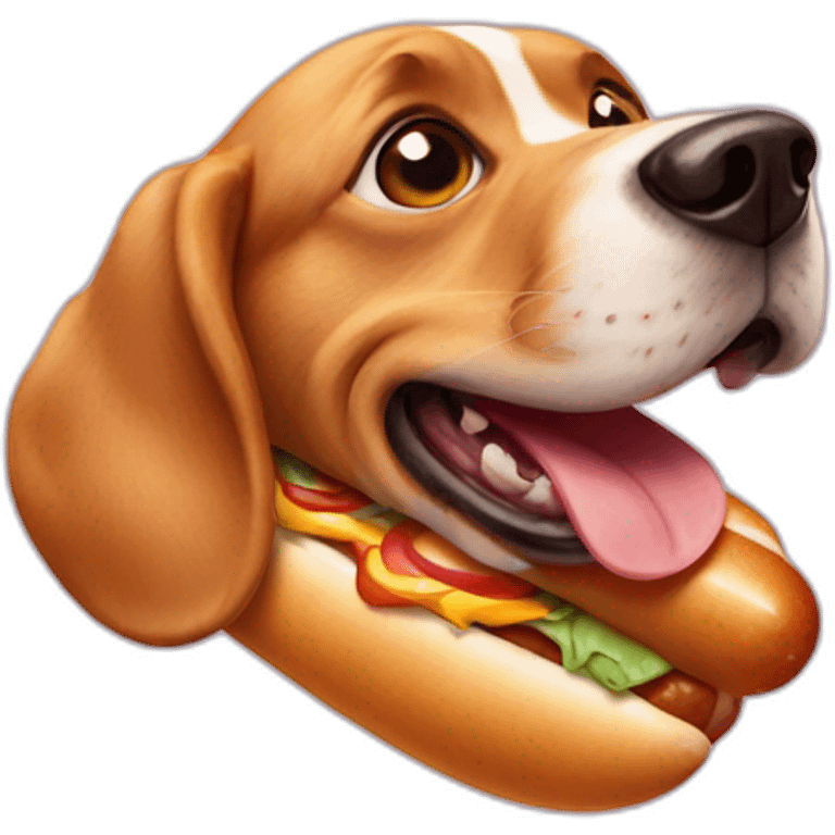 Dog eating hotdog emoji