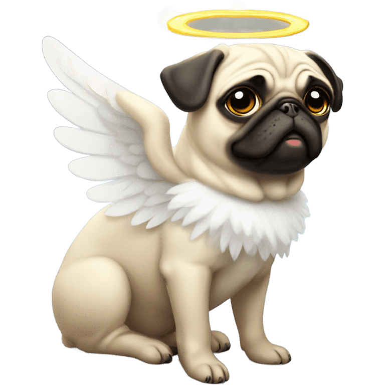 Pug with angel wings and halo emoji