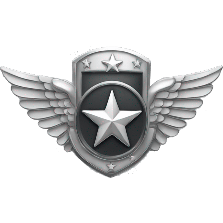 silver military badge with stars and wings emoji