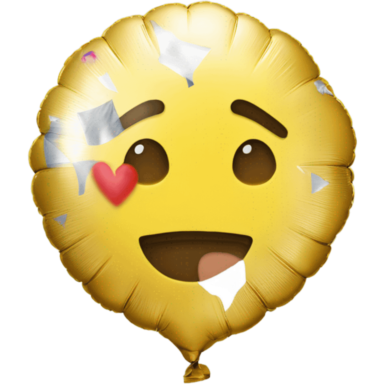 A foil balloon that’s say “I luv u” emoji