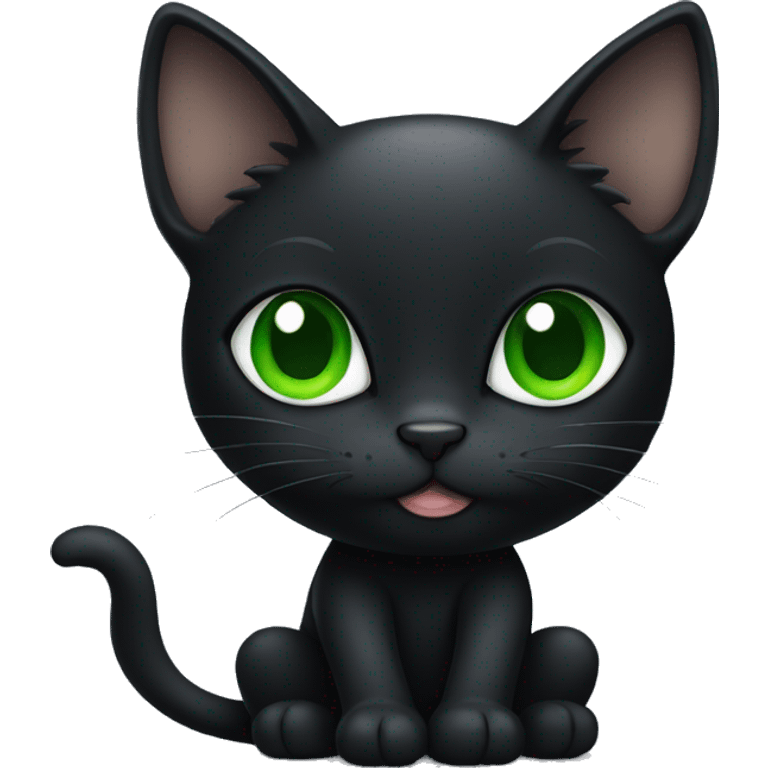 Black cat sitting down with green eyes emoji