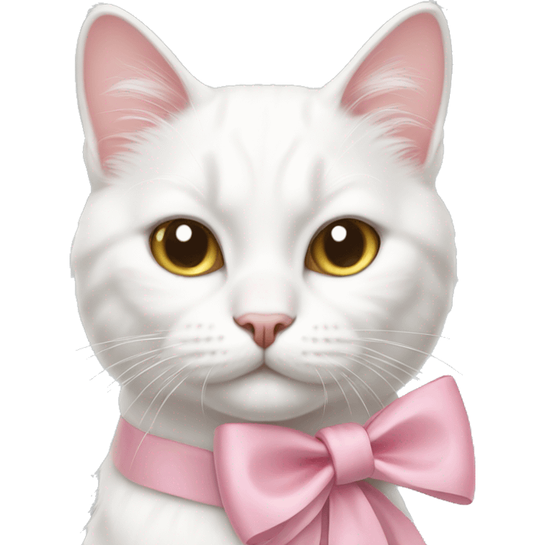 White cat white pink bow emoji