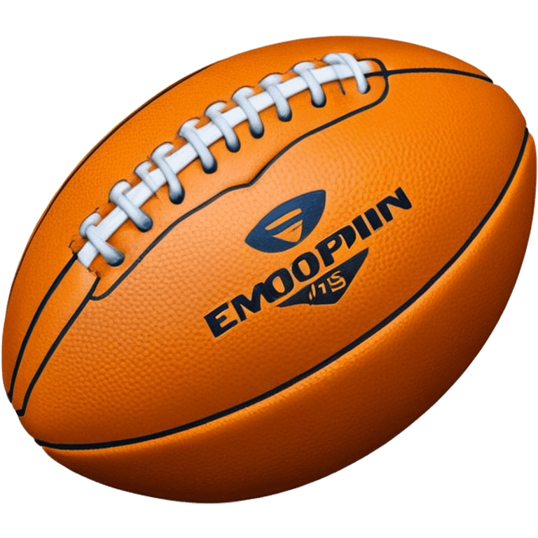 Cinematic Realistic image of an AFL ball with a rugged, textured leather surface and vibrant markings, rendered in rich detail with subtle signs of wear, set against a dynamic sports backdrop under energetic lighting emoji