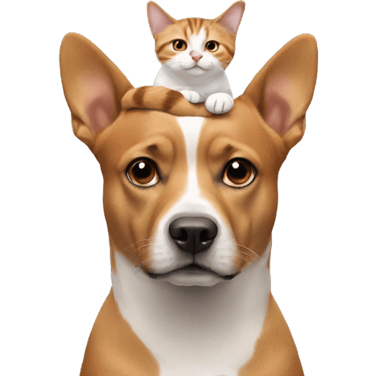 A dog with a cat on its head emoji