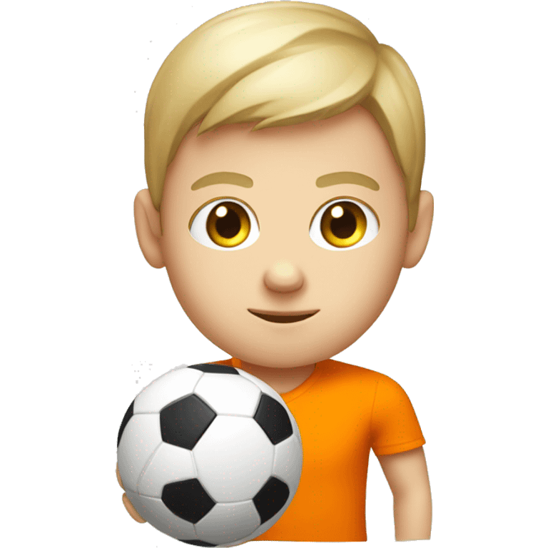 White Kid orange shirt and socer balll emoji