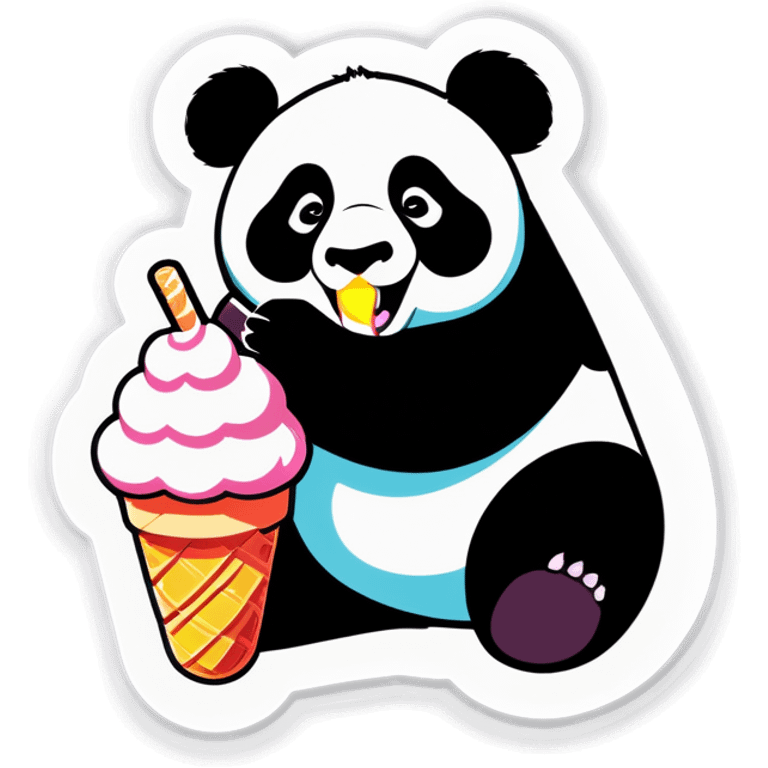 Panda eating ice cream emoji