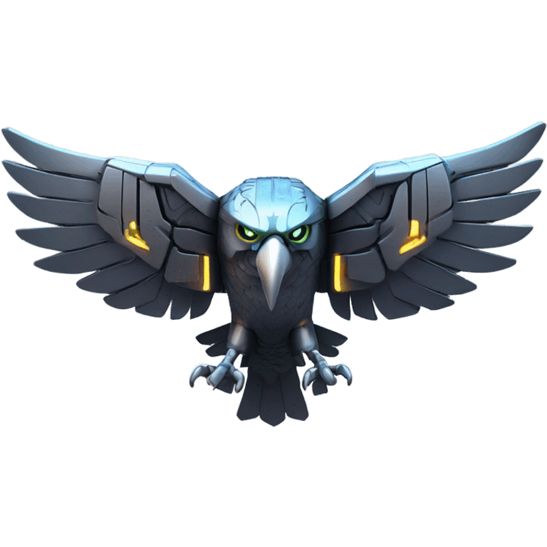 A dark furtive eagle as a tech drone machine emoji