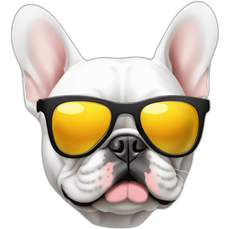 white FRENCH BULLDOg with sunglasses emoji