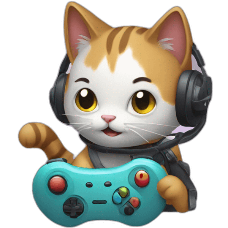 A cat play video games emoji