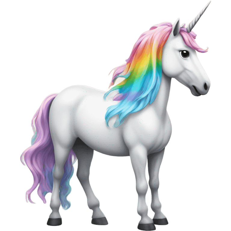 A unicorn on a rainbow emoji