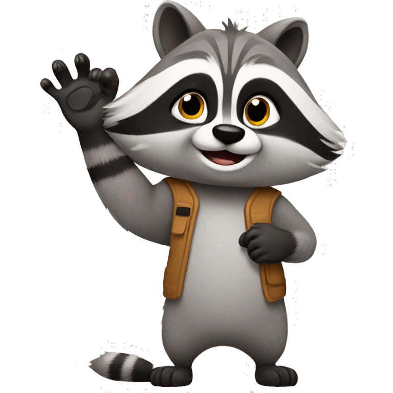 racoon with one paw raised emoji