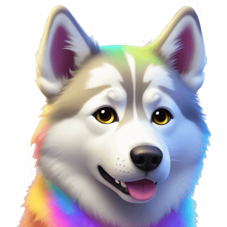 neon rainbow husky cute emoji