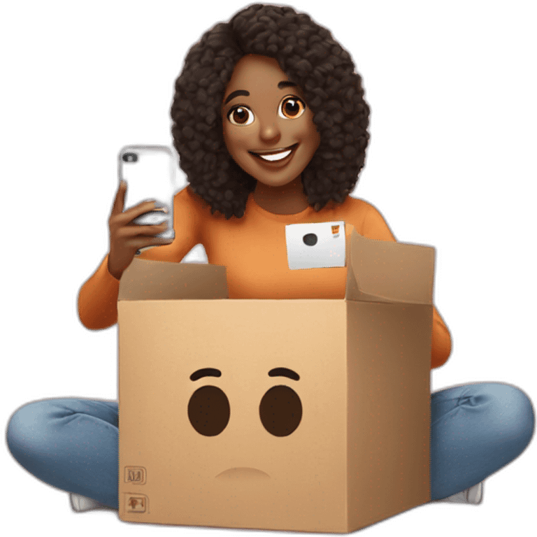 influencer taking selfie with a box emoji