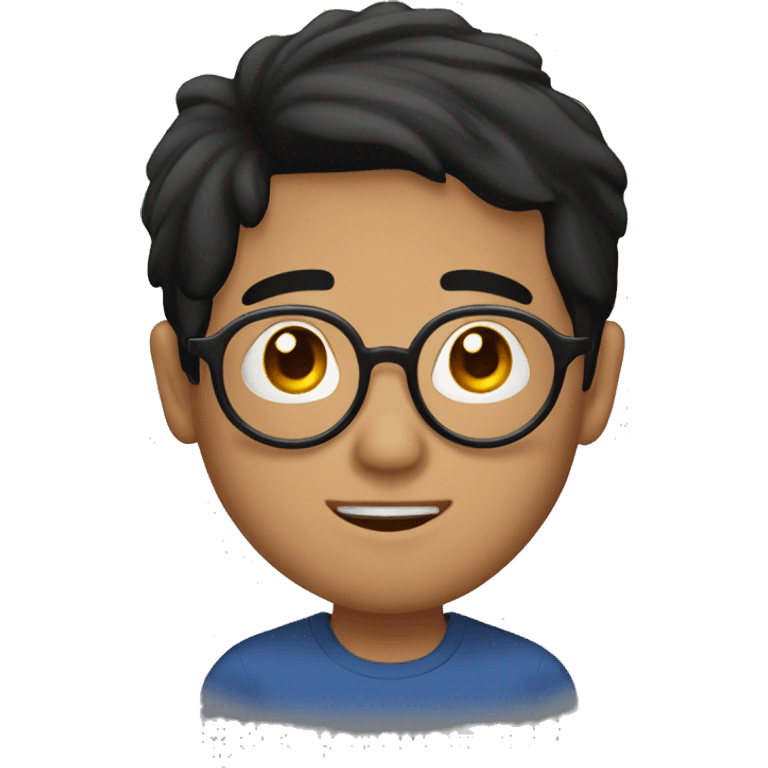 filipino guy, round glasses, nose ring and black hair middle part emoji