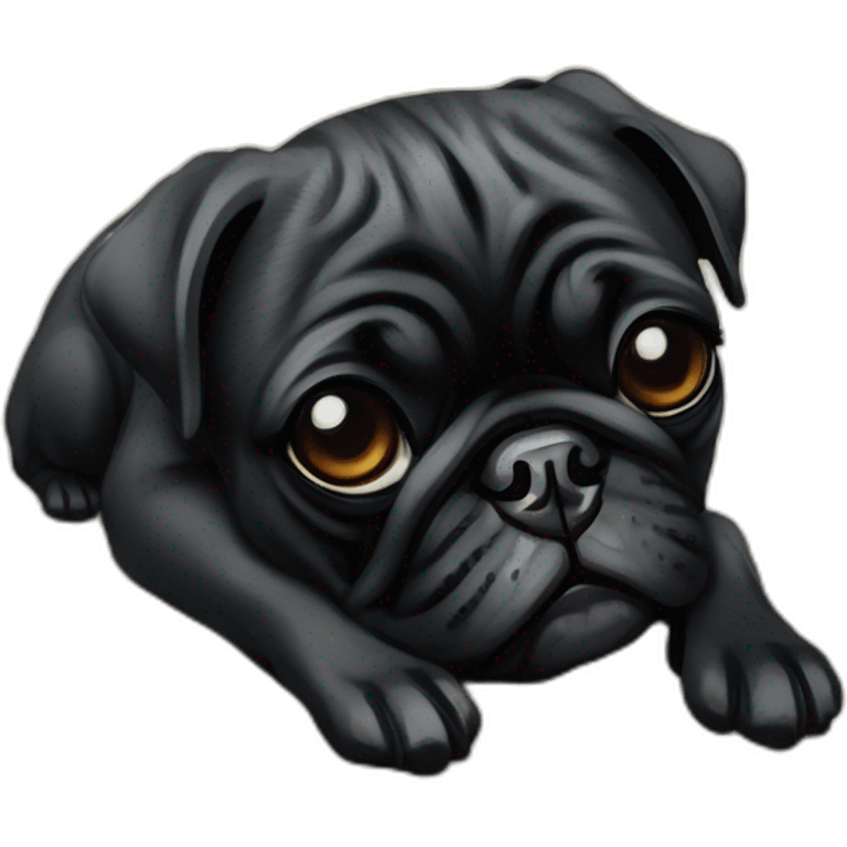 A cyberpunk black pug in Art Nouveau style during 1910 emoji