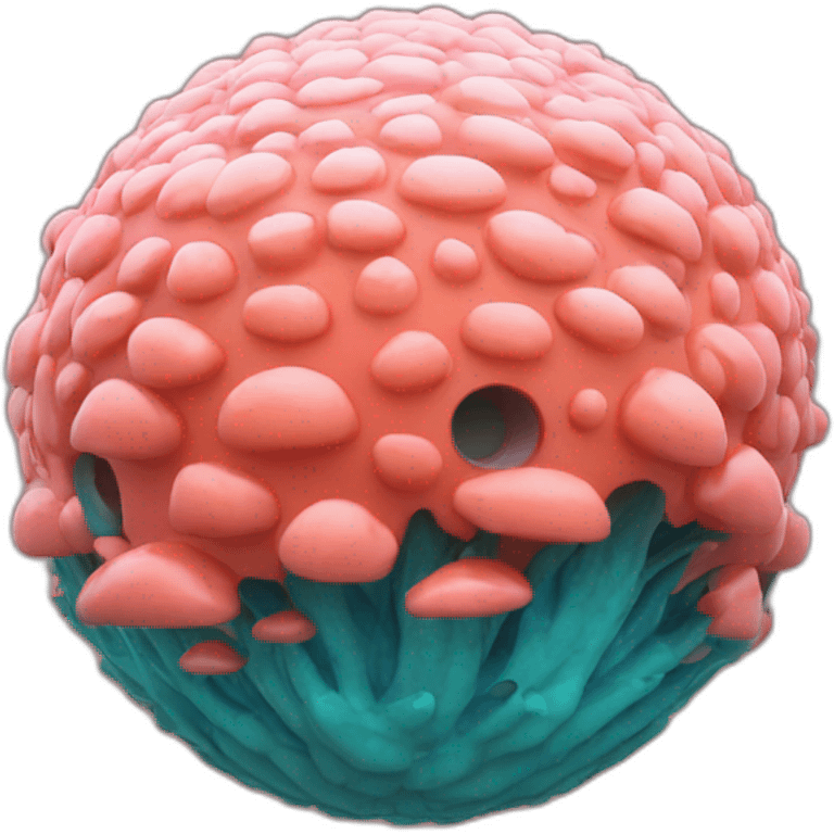 3d sphere with a cartoon Tropical coral skin texture emoji