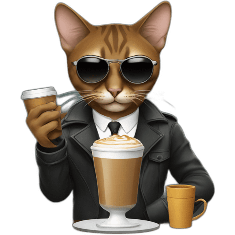 gangster-with-a-Abyssinian cat-gun-and-sunglasses-drinking-coffee emoji