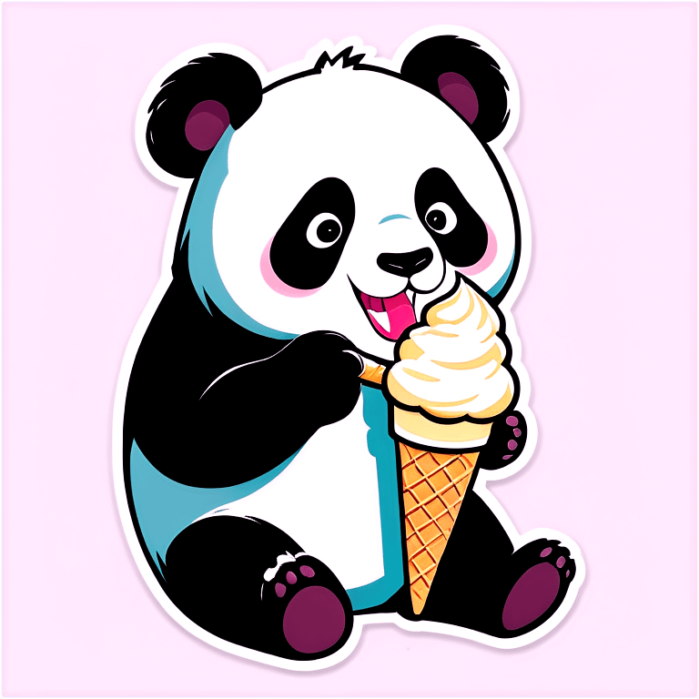 Panda eating ice cream emoji