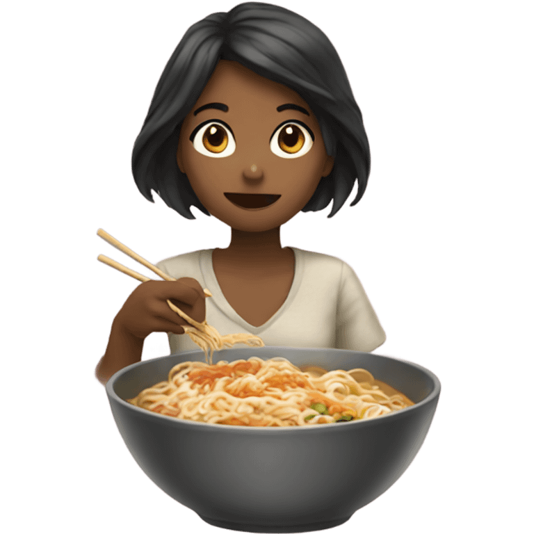 girl eating ramen emoji