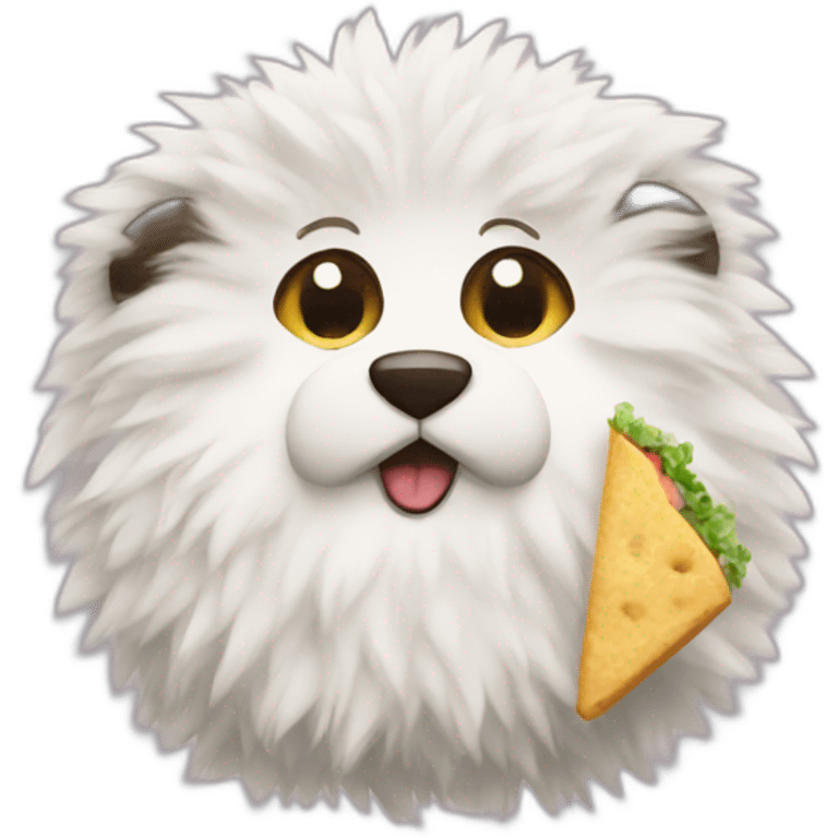 Fluffy eating lunch emoji