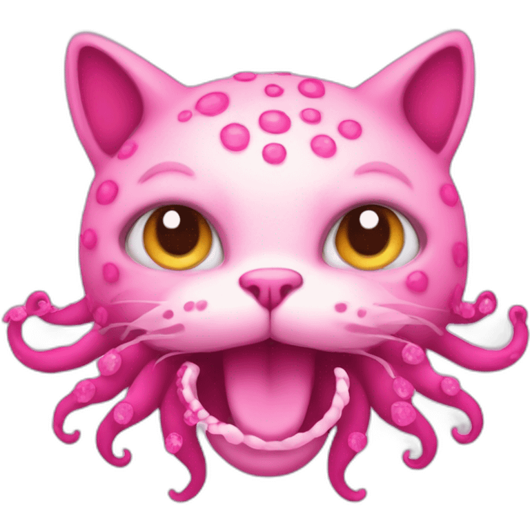 Head of pink cat with Octopus Tentacles and pink sparkly eyes emoji