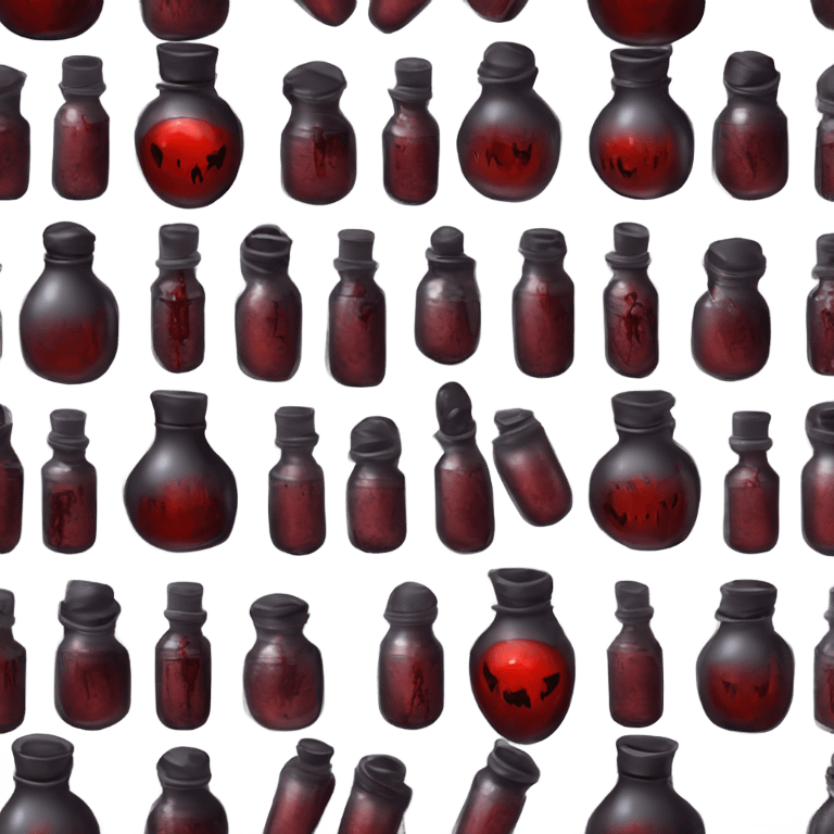 a stylish potion bottle with blood and a gothic lid, perfect for a vampire girl theme." emoji