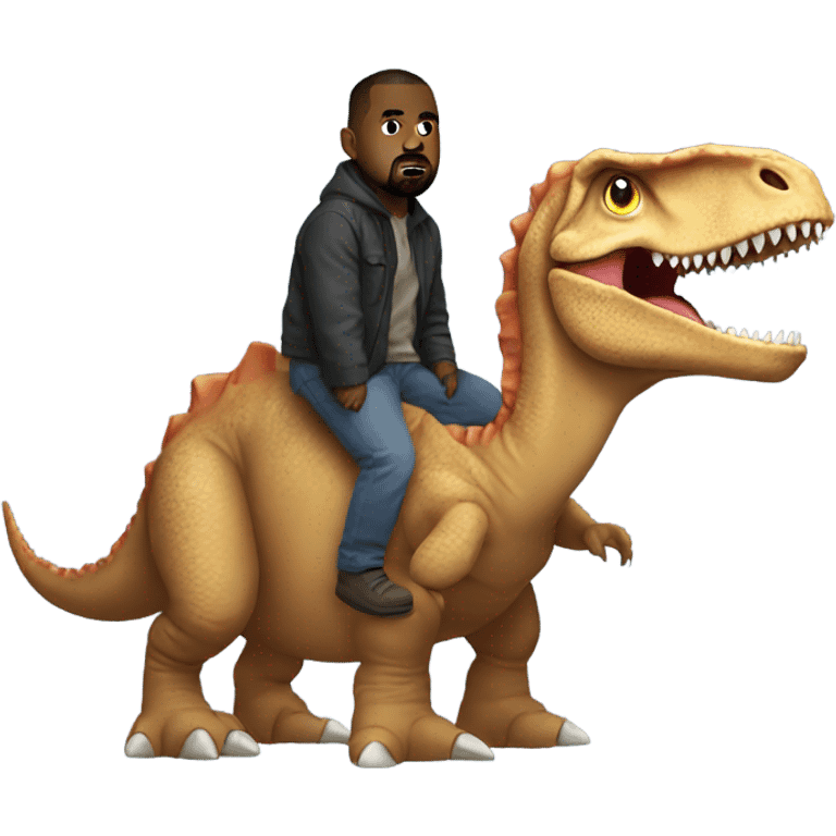 Kanye west riding a dinosaur emoji