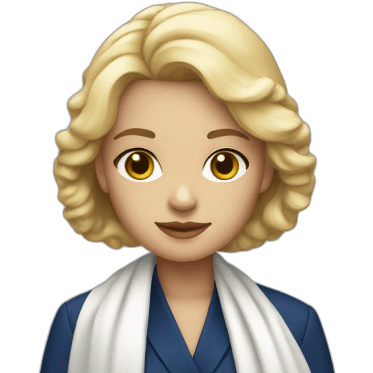 blonde girl in deep blue suit with white shawl emoji