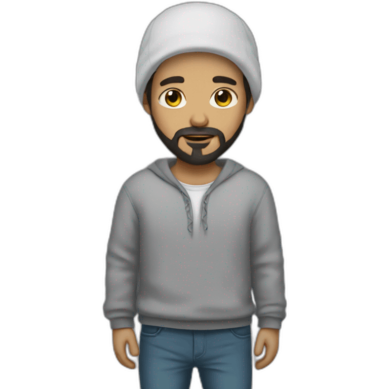 young white artist with black beard with baggy clothes emoji