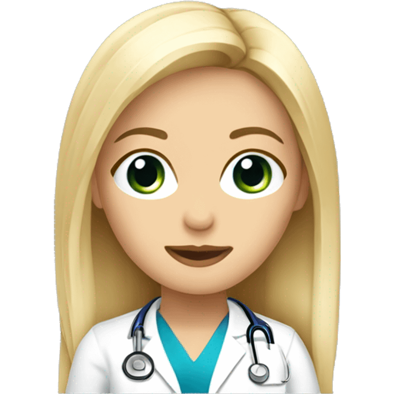 doctora joven rubia cabello largo ojos azules emoji