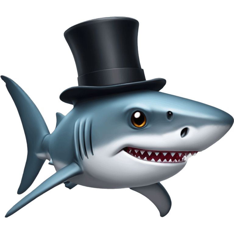 Shark with a top hat emoji