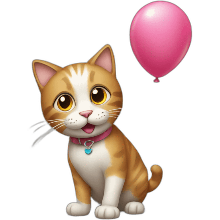 cat with a baloon emoji