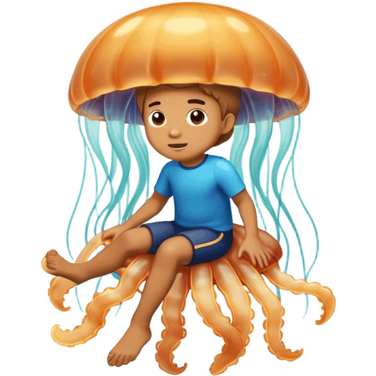 Boy riding a jellyfish emoji