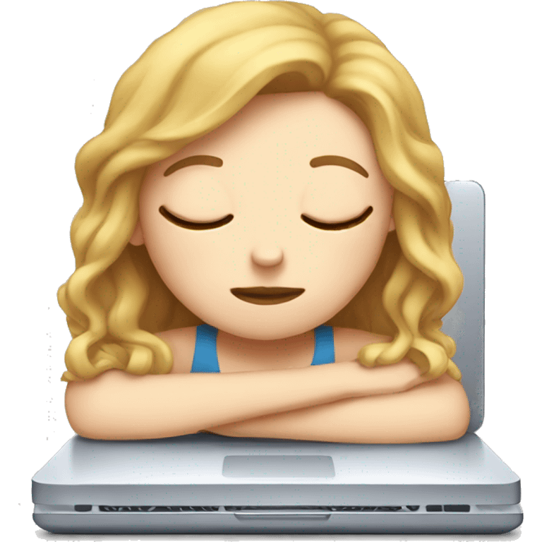 sleepy-white girl-on-laptop emoji