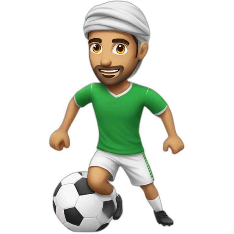 Arab guy playing soccer,  with bull beside him emoji