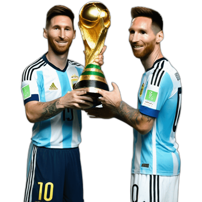 messi y rodrigo de paul con la copa del mundo emoji