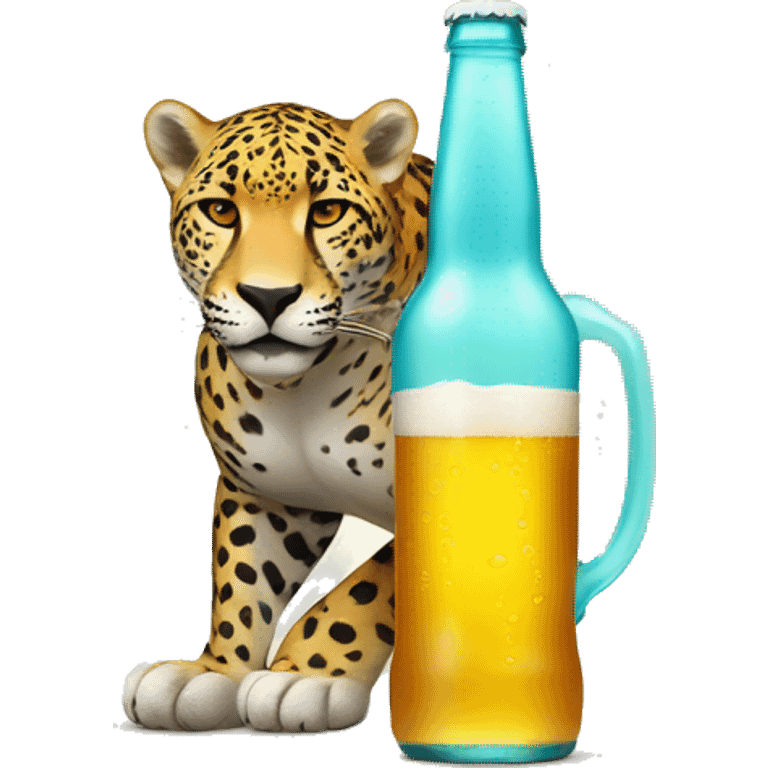 Minimalist Jaguar drink a beer emoji