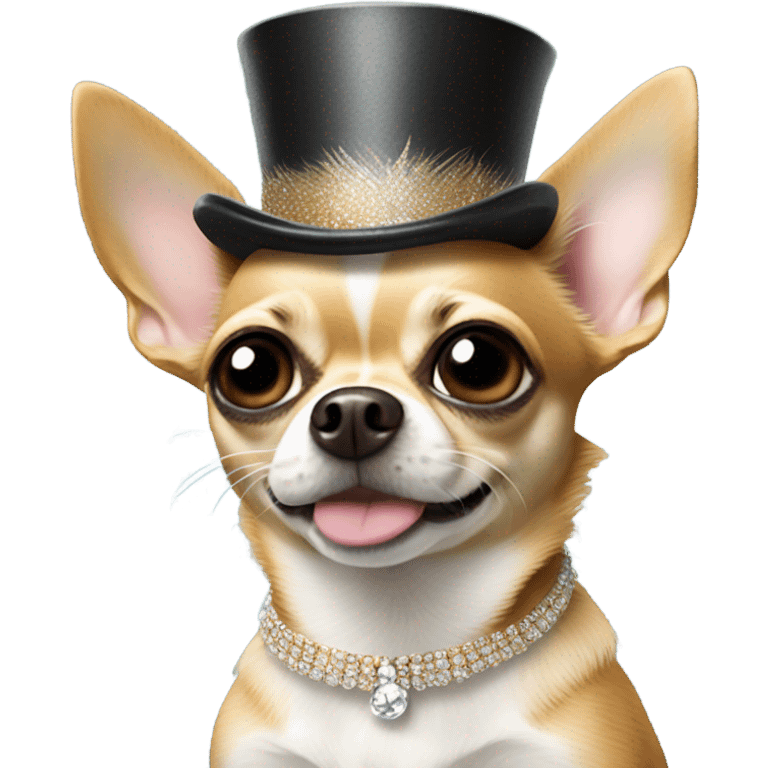 Chihuahua wearing a top hat with a feather  emoji