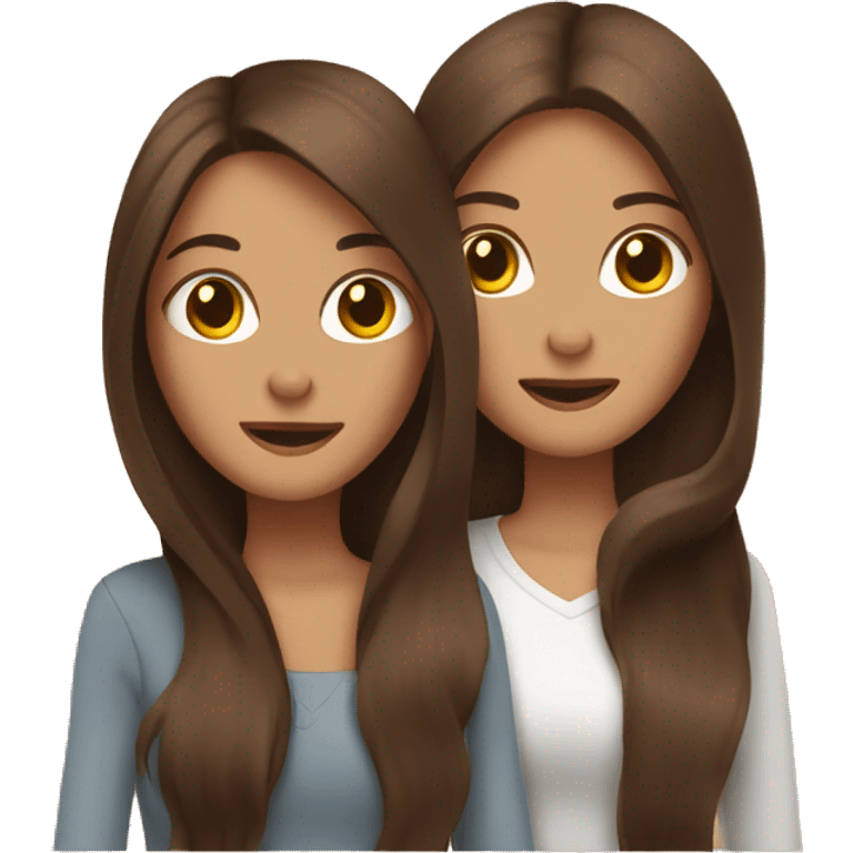 Two long hair brunettes keeping two brown cats in their hands emoji