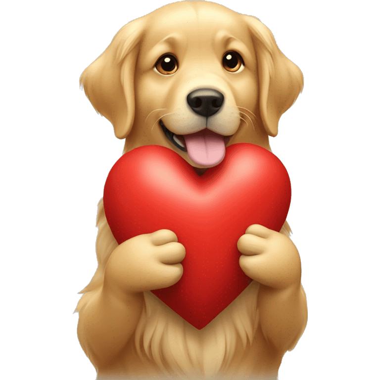 Golden Retriever holding a red heart with his paws  emoji