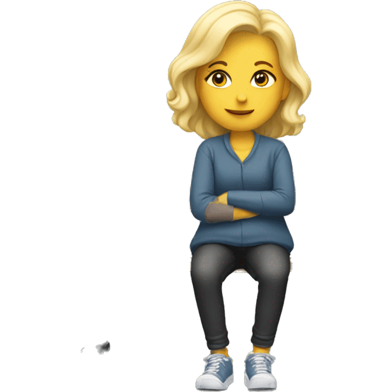 Blond woman waiting on a bench emoji