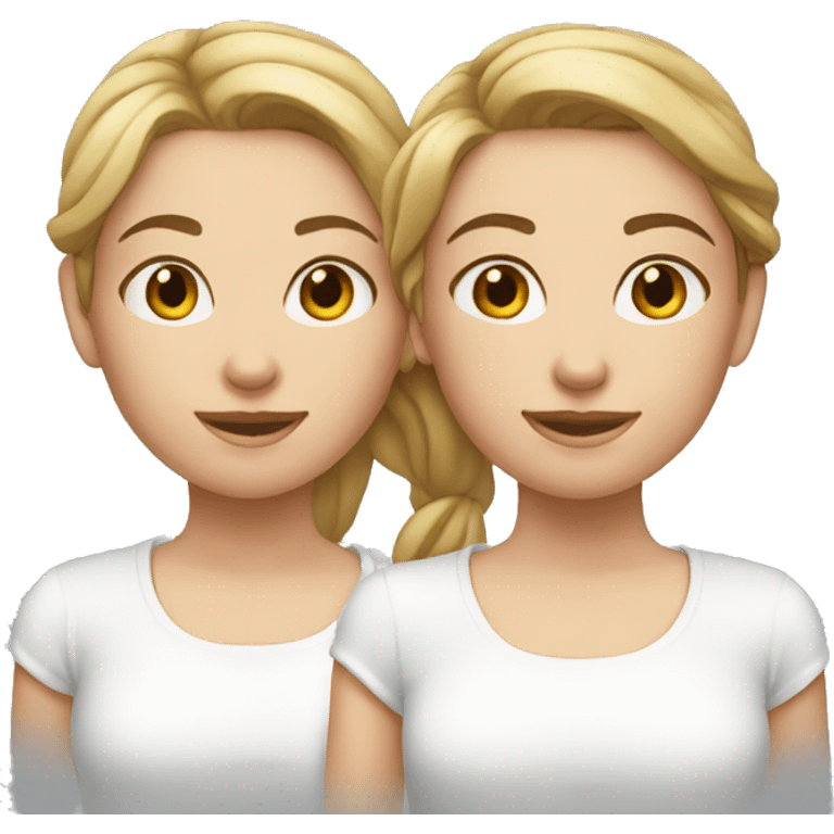 two caucasian girls wearing white shirts emoji