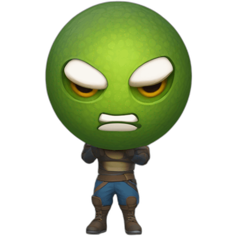 3d sphere with a cartoon Strider skin texture with big courageous eyes emoji